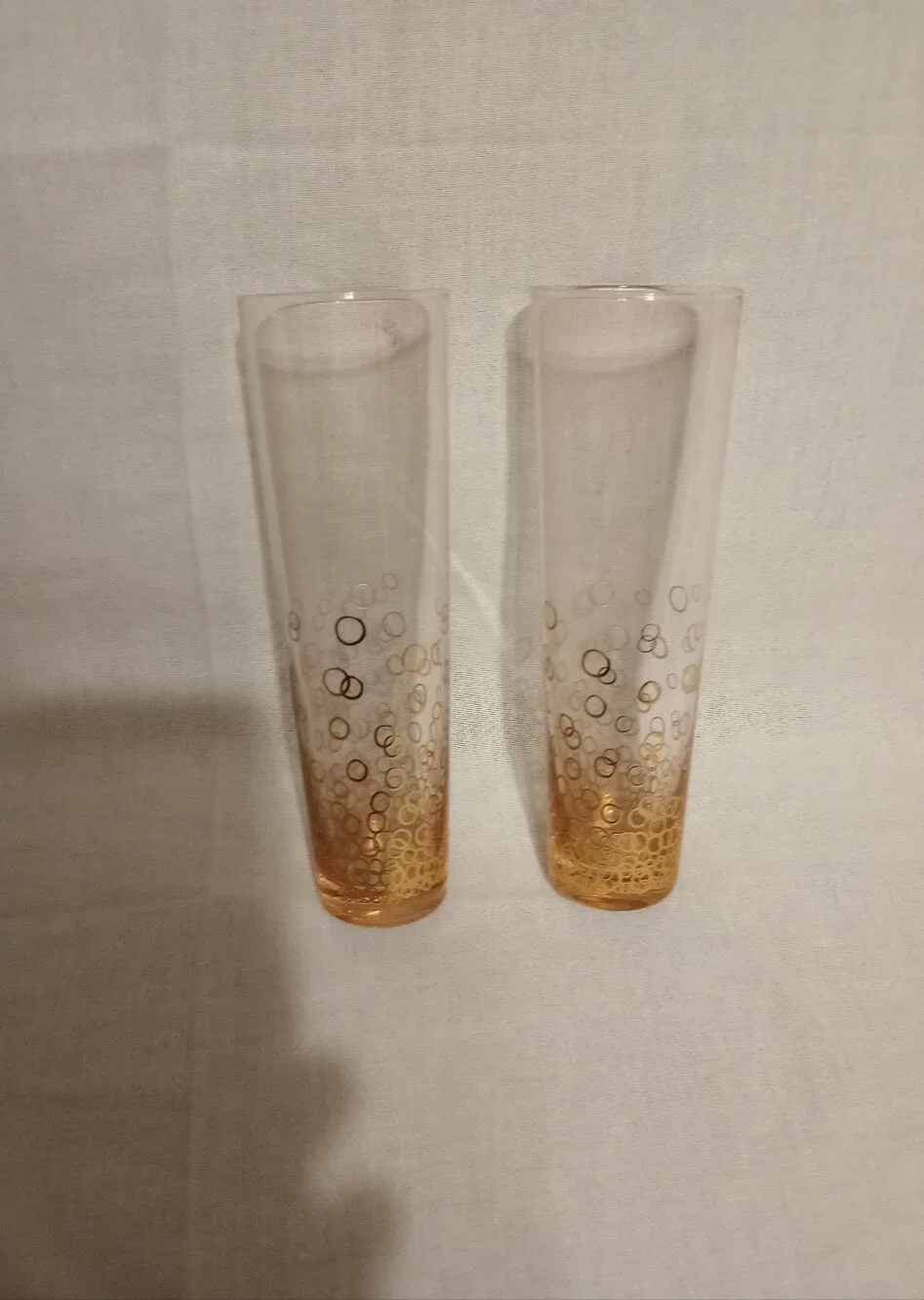 Pink & Golden Circles Tall Water/Ice Tea Drinking Glasses-Set Of 2- New